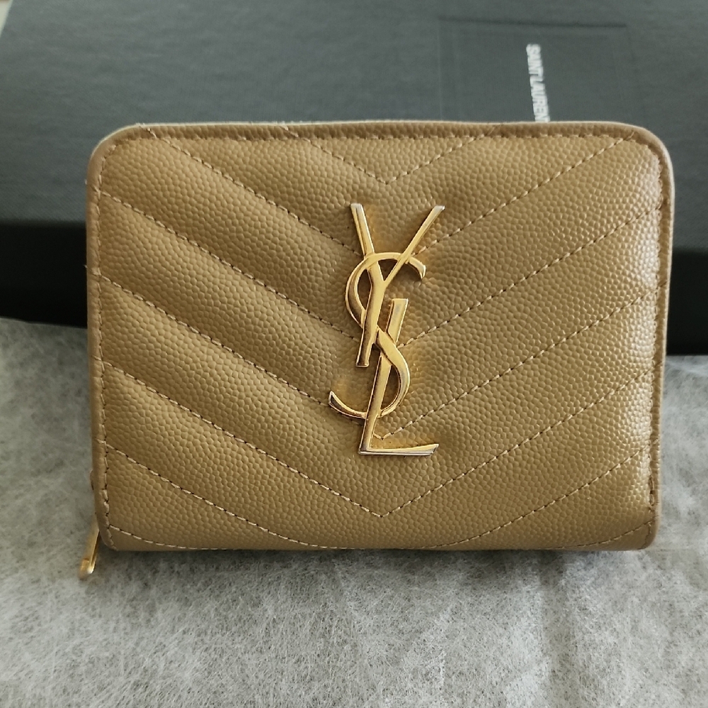 Saint Laurent Cassandre Matelasse Compact Zip Around Wallet